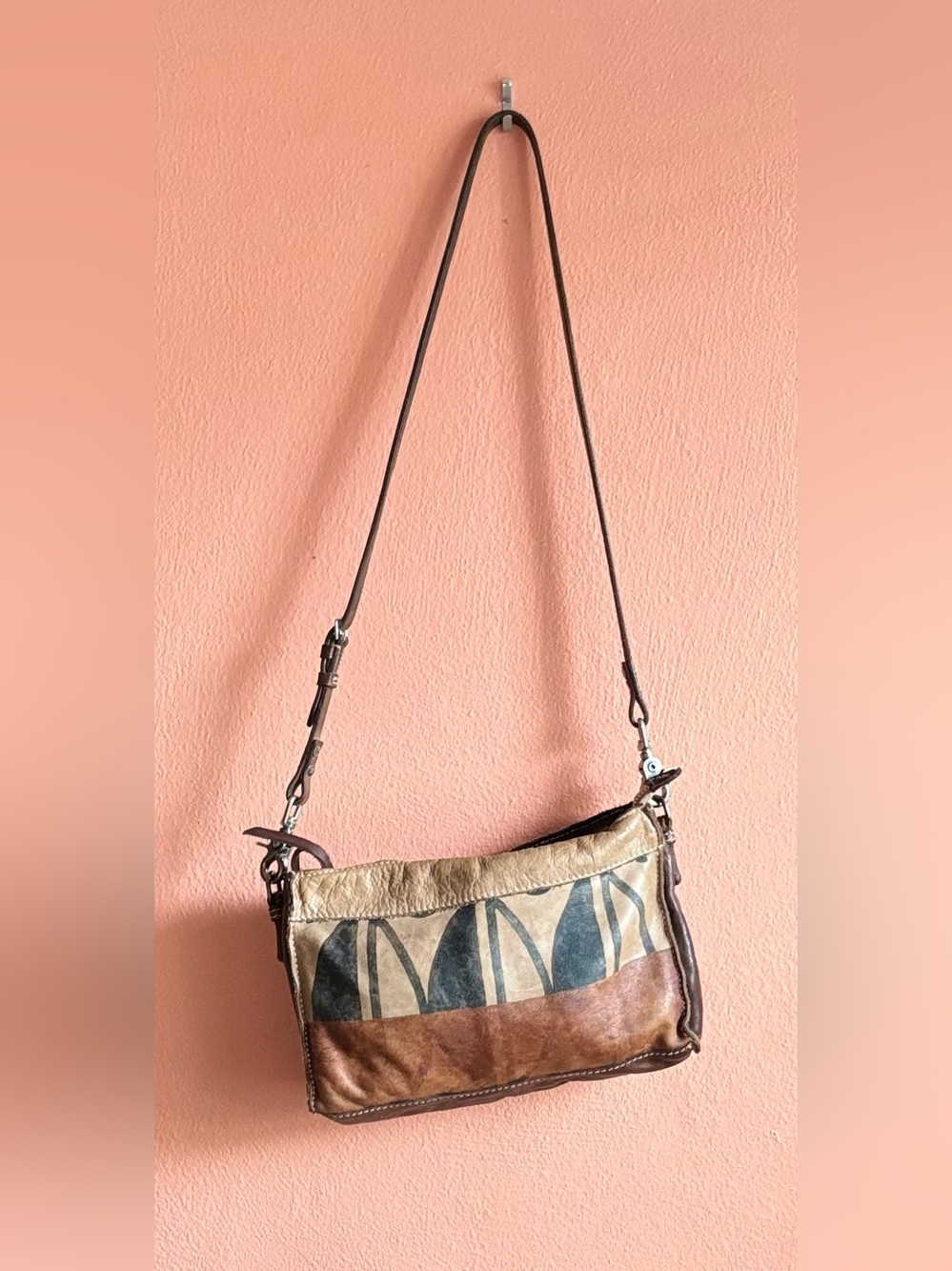 Caterina Lucchi Boho Distressed Leather Crossbody Bag in Multicolor